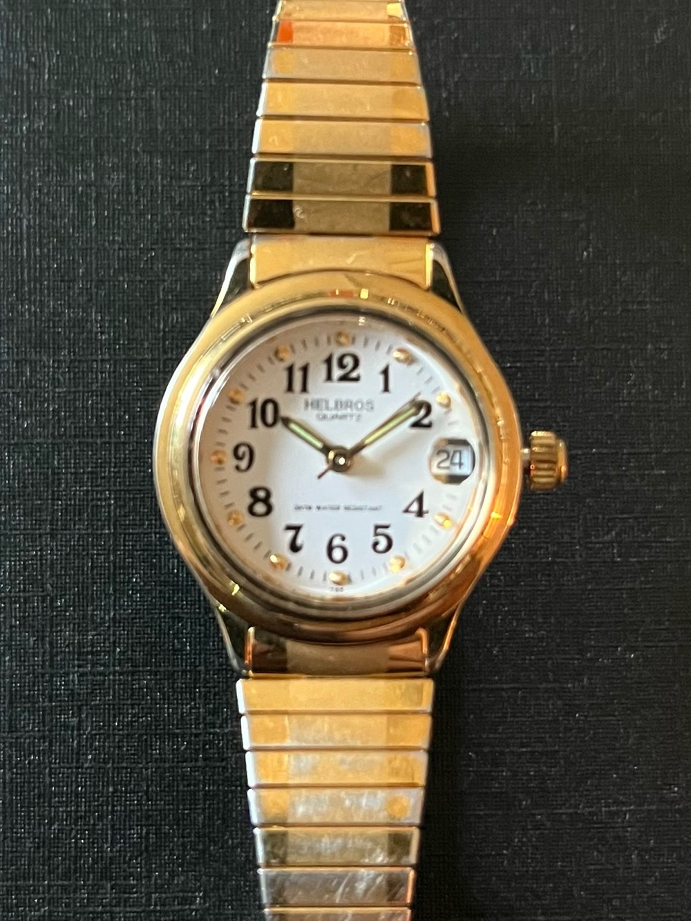 Vintage Ladies Helbros Quartz Watch Gold Stretch Band Restored New Battery